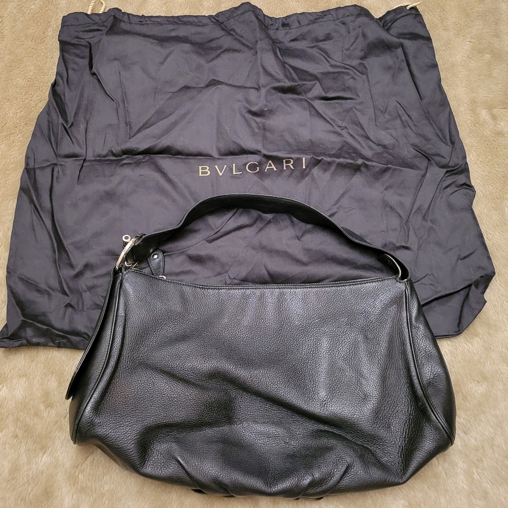 Bulgari large shoulder bag with silver hardware and original dustbag